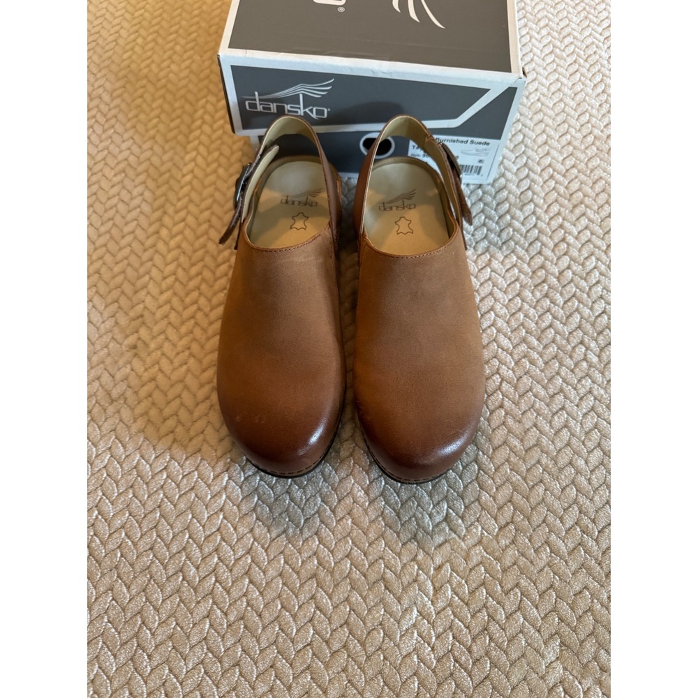 Dansko Merrin Tan Burnished Suede Slingback Clogs Shoes 39 9605-375300